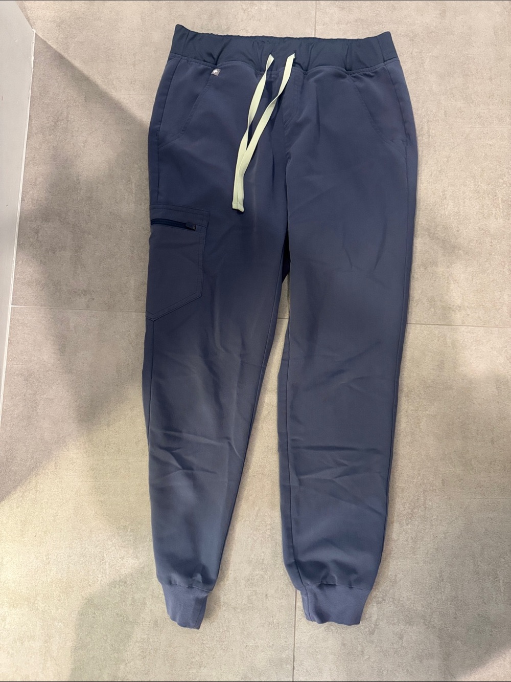 Figs Navy Drawstring Track Joggers with Light Contrast Ties
